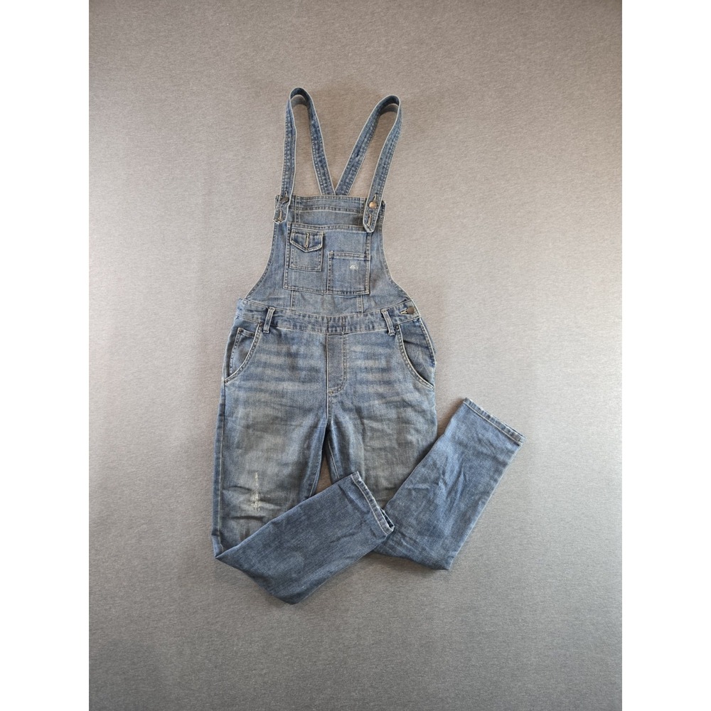 Free People Lexden Denim Overalls Size 27 Raw Hem Distressed Boho Hippie